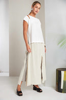 Round Neck Waffle Top - White