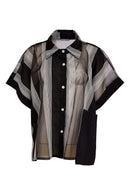 Striped Organza Shirt - Black/white