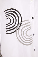 Placement Print Stripe Section Shirt - White/black