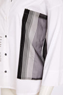 Placement Print Stripe Section Shirt - White/black