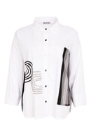 Placement Print Stripe Section Shirt - White/black