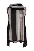 Contrast Sides Stripe Top - Black/white