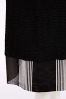 Stripe Hemline Pull Up Skirt - Black/white