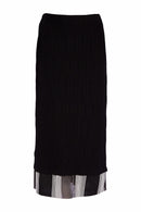 Stripe Hemline Pull Up Skirt - Black/white