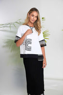 Placement Print Top - White/black