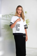 Placement Print Top - White/black