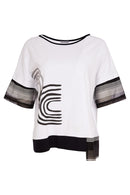 Placement Print Top - White/black
