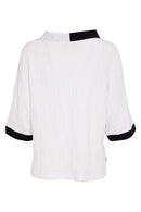 Contrast Section Jacquard Top - White/black