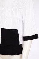 Contrast Section Jacquard Top - White/black