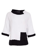 Contrast Section Jacquard Top - White/black