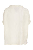 Contrast Hem Print High Neck Top - Cream/taupe