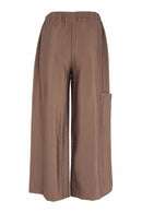 Contrast Waist Wide Leg Trouser - Taupe