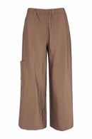 Contrast Waist Wide Leg Trouser - Taupe