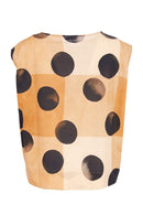 Spot Print Round Neck Top - Tan