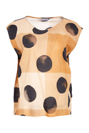 Spot Print Round Neck Top - Tan