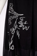 Placement Print Waisted Dress - Black/white