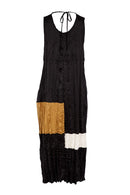 Round Neck Crushed Dress - Black/off White