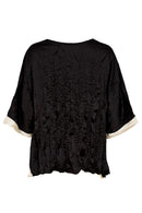 Contrast Sleeve Crushed Shrug - Black/off White