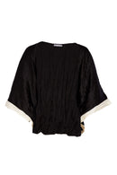 Contrast Sleeve Crushed Shrug - Black/off White