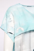 Square Shape Faded Print Top - Mint