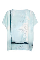 Square Shape Faded Print Top - Mint