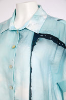 Square Shape Faded Print Shirt - Mint