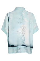 Square Shape Faded Print Shirt - Mint