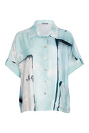 Square Shape Faded Print Shirt - Mint