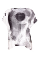 Blurred Faded Spot Print Top - White/black