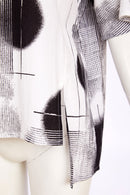 Faded Spot Print Square Tunic - White & Black