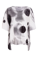 Faded Spot Print Square Tunic - White & Black