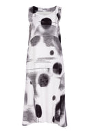 Faded Spot Print Sleeveless Dress - White & Black
