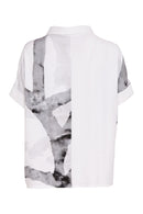 Ribbon Print Shirt - White & Granite
