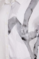 Ribbon Print Shirt - White & Granite