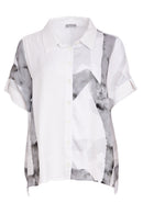 Ribbon Print Shirt - White & Granite