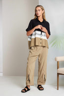 Zip Detail Pull Up Trouser - Tan