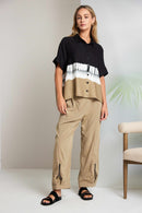 Zip Detail Pull Up Trouser - Tan