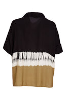 Border Print Tie Dye Shirt - Tan & Black
