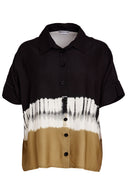 Border Print Tie Dye Shirt - Tan & Black