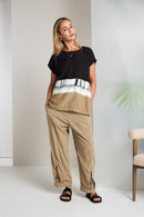 Zip Detail Pull Up Trouser - Tan