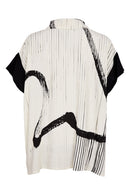 Brush Stroke Print Blouse - Cream & Black