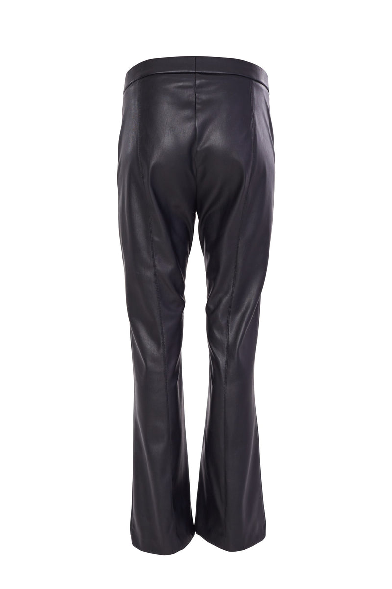 Leatherette Flare Trouser - Black