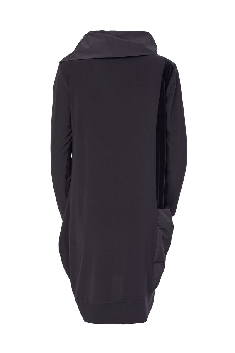 Zip Collar Tunic Dress - Black