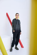 Sleeveless Hooded Top - Forest/black