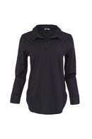 Jersey Hem Panel Blouse - Black