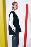 Jersey Vest Shirt - Black/white