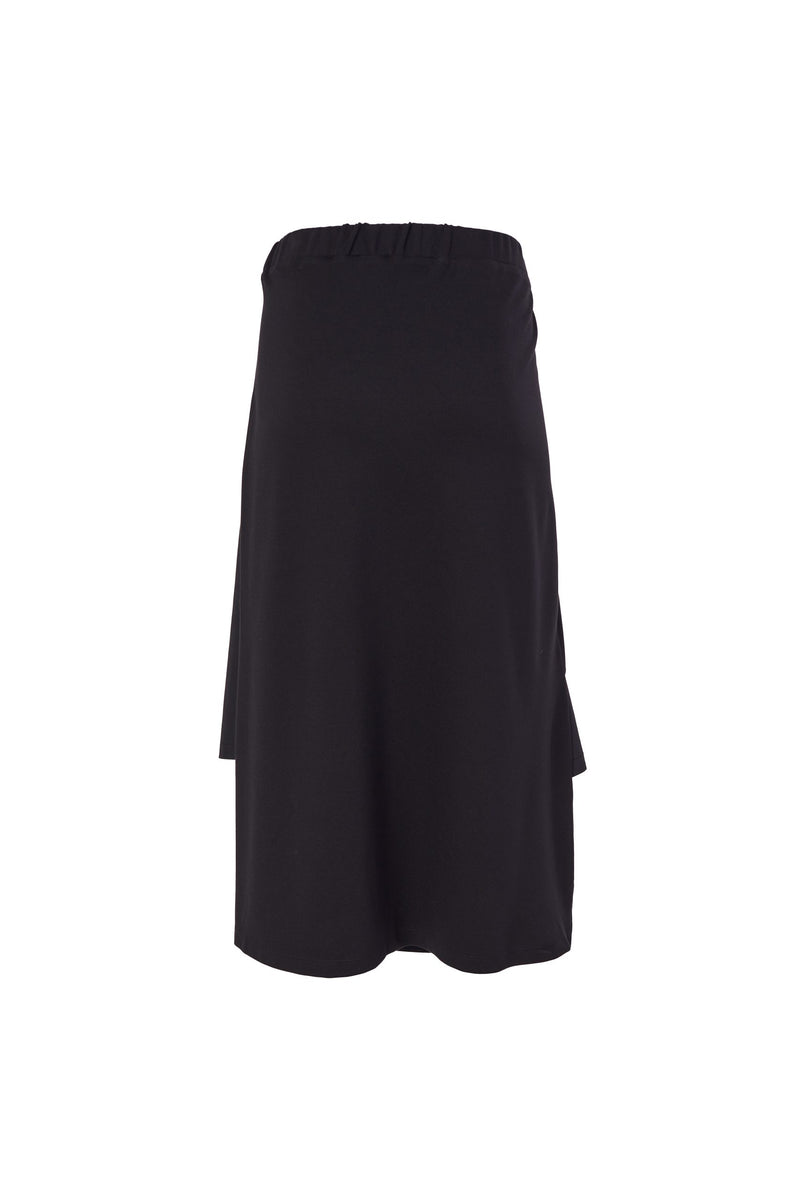 Taffeta Button Trim Skirt - Black