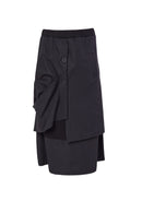 Taffeta Button Trim Skirt - Black