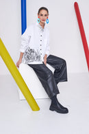 Side Placement Print Shirt - White/black