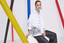 Side Placement Print Shirt - White/black
